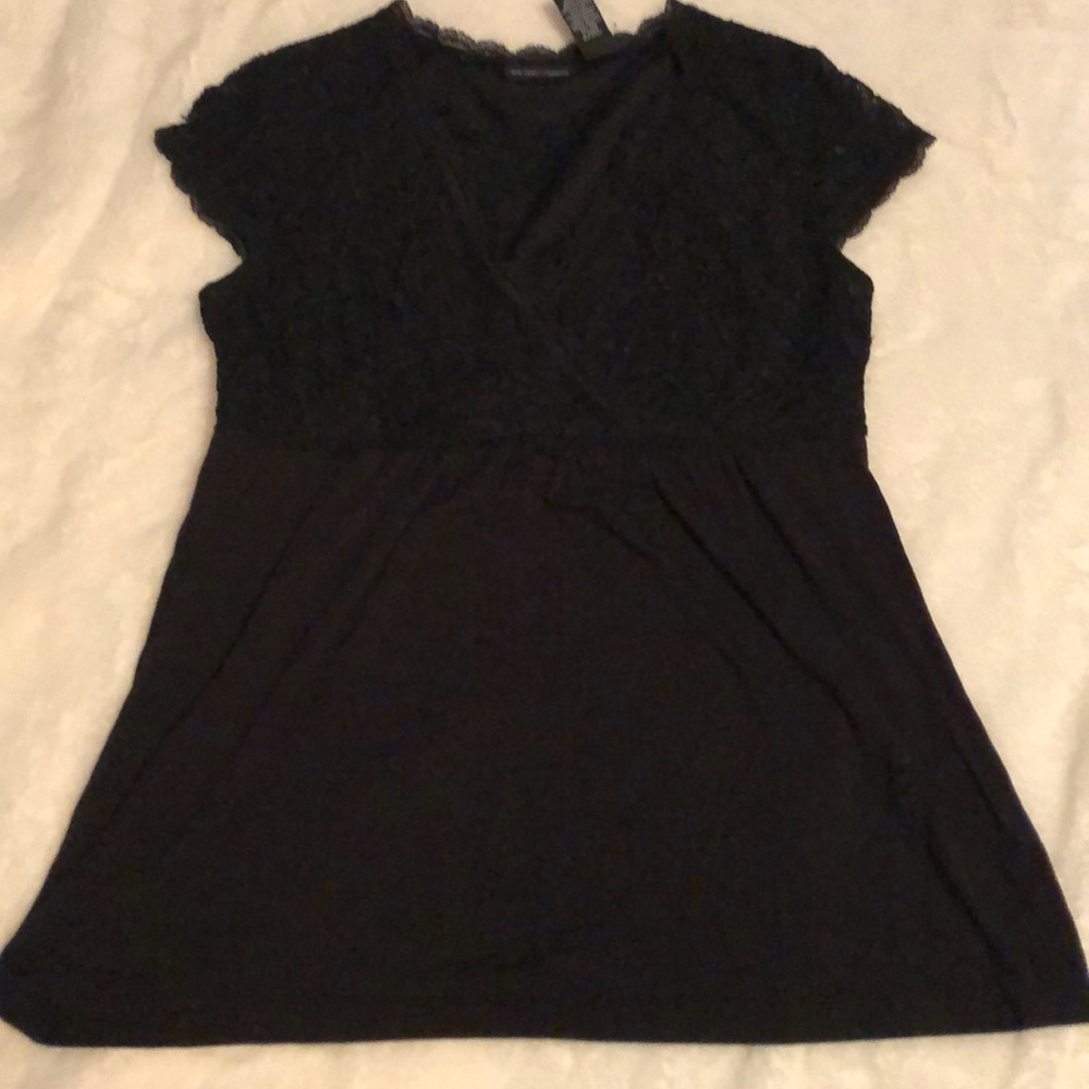 New York & Company Top - Lace Upper/Rayon lower